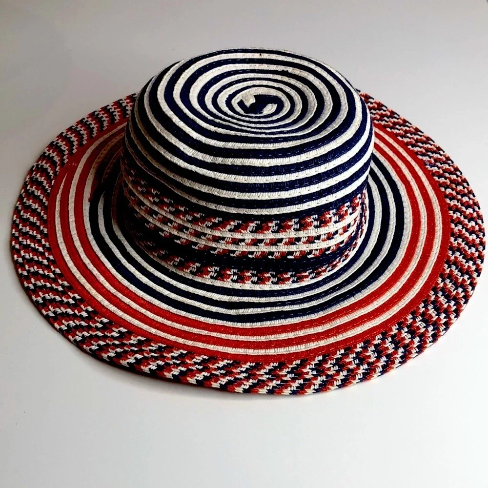 Red White & Blue Lightweight Patriotic 4th of July Summer Hat Toddler Girl EUC